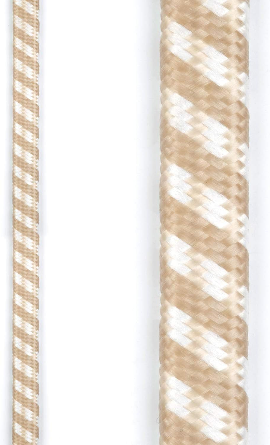Electric 22836 Designer Series 9-Ft Fabric Extension Cord, 3 Polarized Outlets, Right Angle Plug, 125 Volts, Gold and White