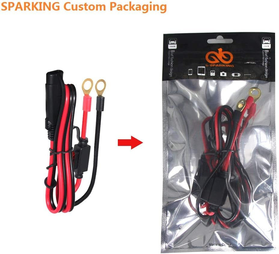 2FT SAE to Ring Terminal Harness Quick Connect/Disconnect Ring Terminal Assembly, 10A Fuse(2Ft)