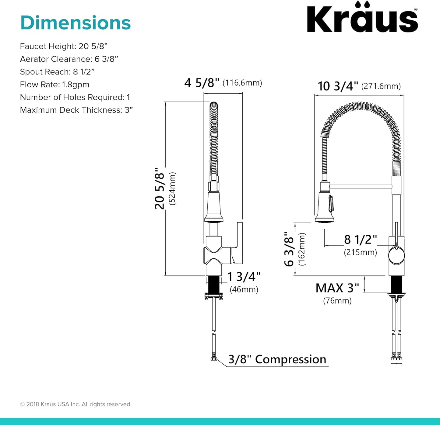 Britt Commercial Style Spot Free Stainless Steel Pre-Rinse Kitchen Faucet with Deck Plate, KPF-1690SFS