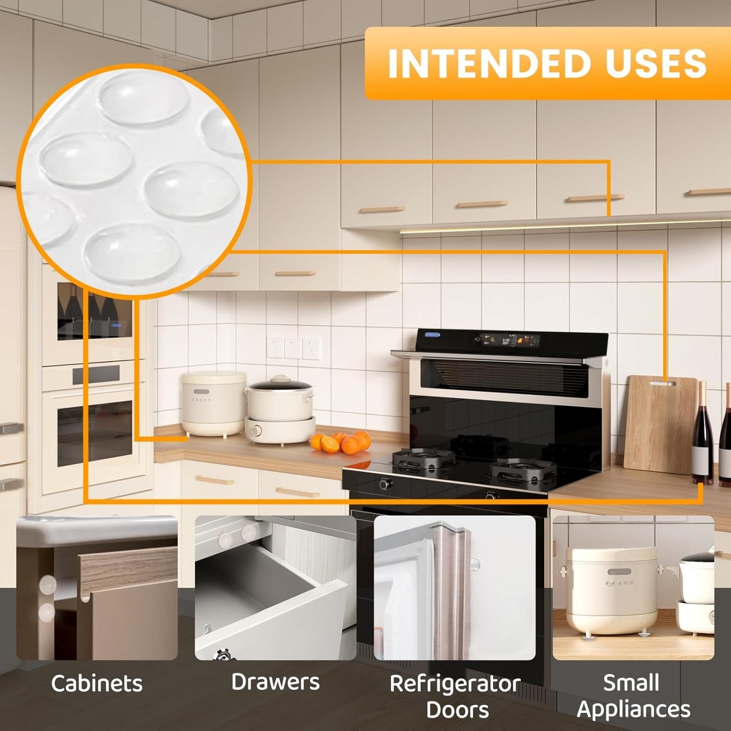 Cabinet Door Bumper, Cabinet Bumpers Clear 120PCS, Cabinet Stoppers Rubber, Cabinet Cushion Drawer Stops, Rubber Cabinet Door Bumpers Sound Dampening 3/8 Inch