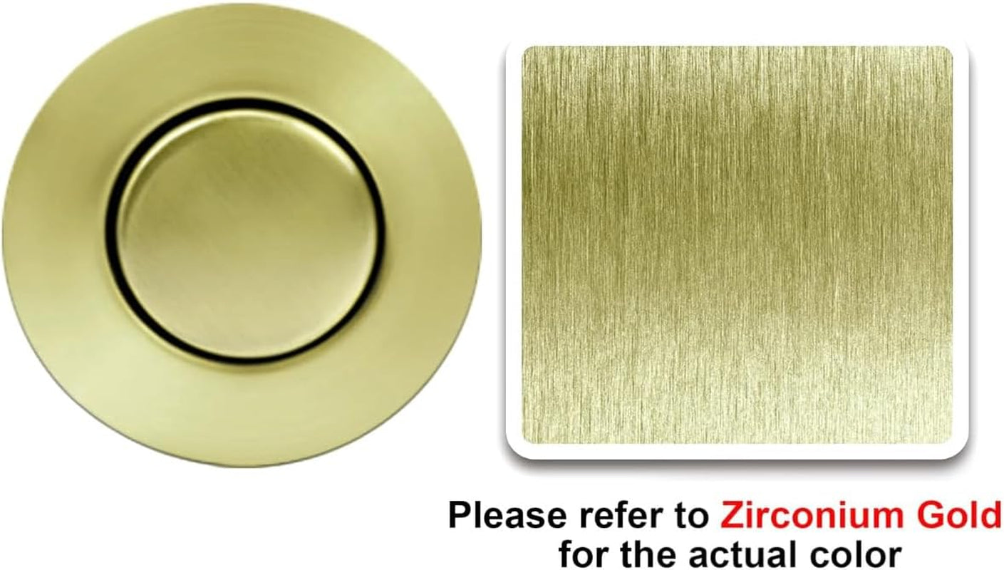 Garbage Disposal Switch, Cordless Air on off Kit for Food Waste Disposer, Brushed Gold, LONG 3.5" Sink Top Push Button by