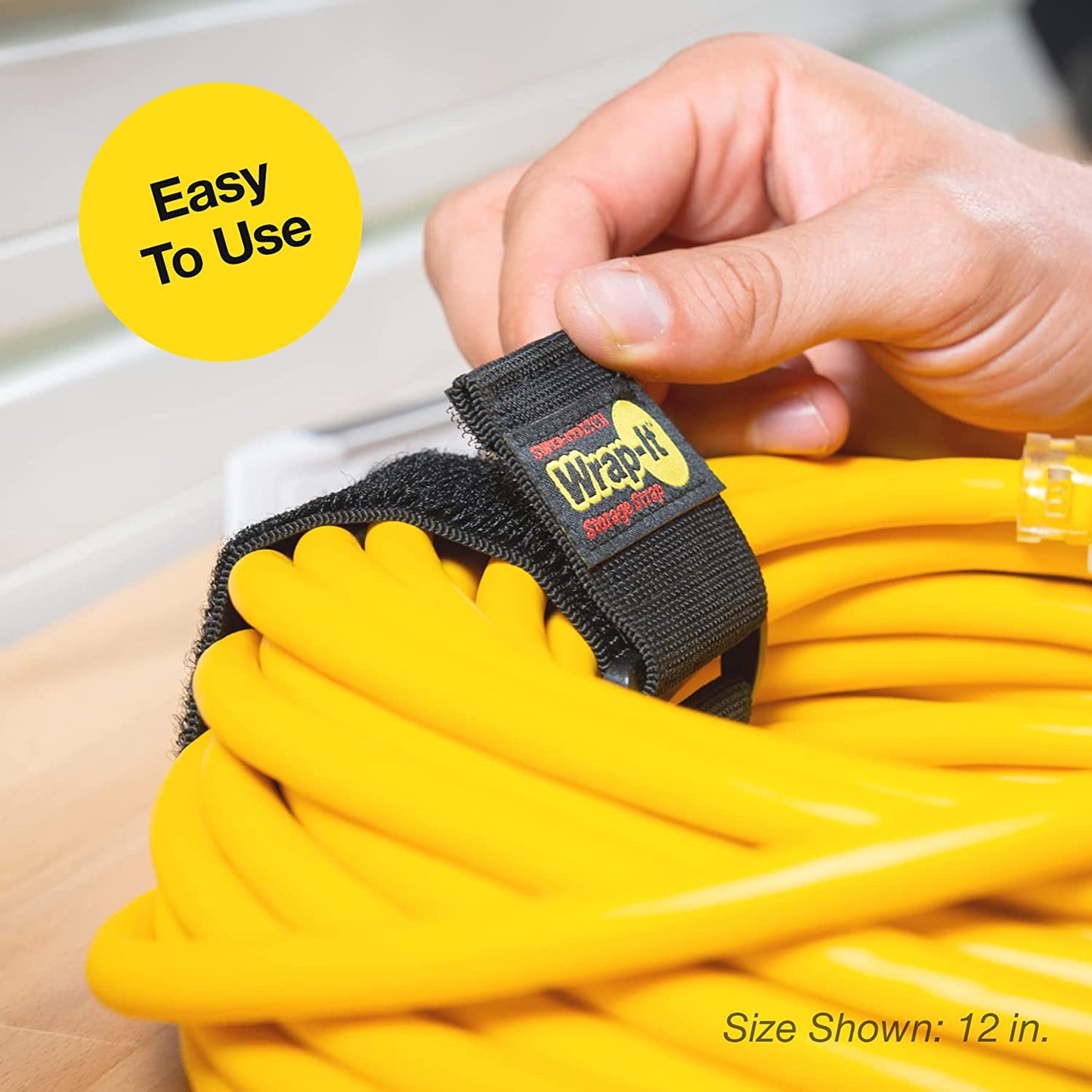 Super-Stretch Straps, 6" (12 Pack) - Elastic Hook and Loop Cinch Straps - Extension Cord Organizer, Hose Strap, Cable Straps, Tool Strap, Cord Wrap, Cord Keeper and Cable Storage