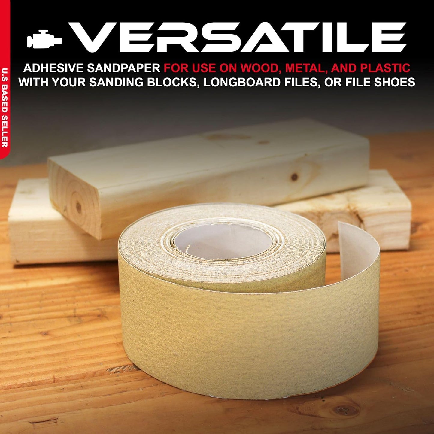 Adhesive Sticky Back 320-Grit Sandpaper Roll 2-3/4In X 20 Yards Aluminum Oxide Golden Yellow Longboard Dura PSA