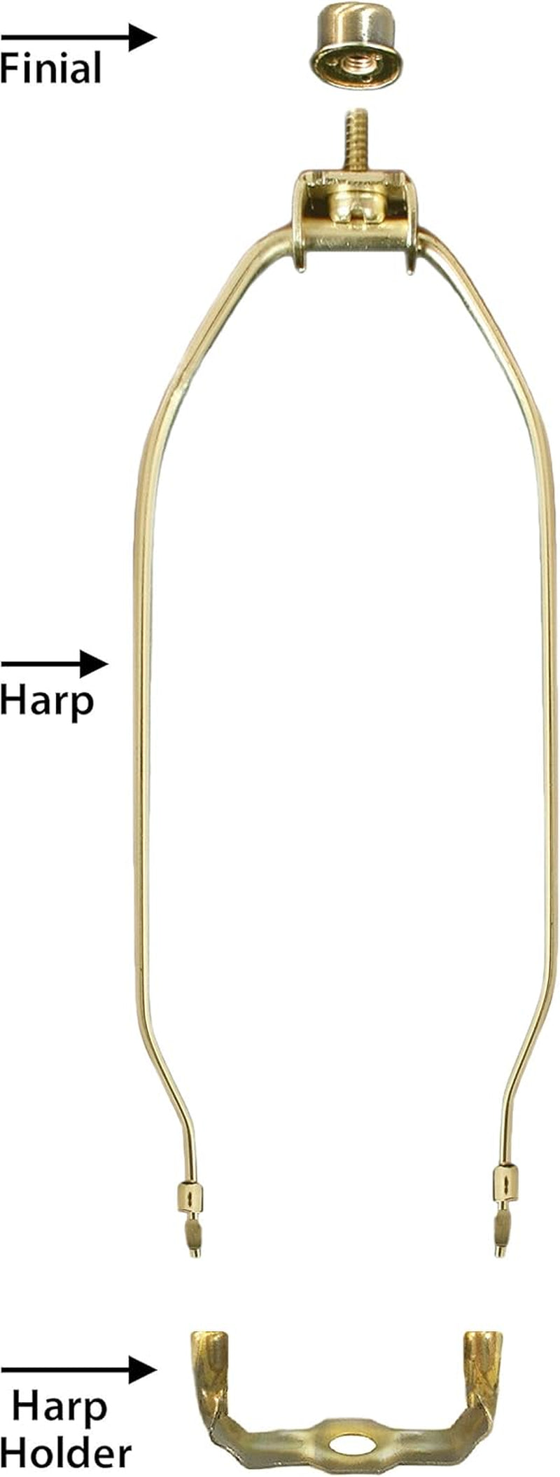 HA-1001-7BR-1 Heavy Duty Harp for Lamp Shade Holder, 7 Inch, Polished Brass Base