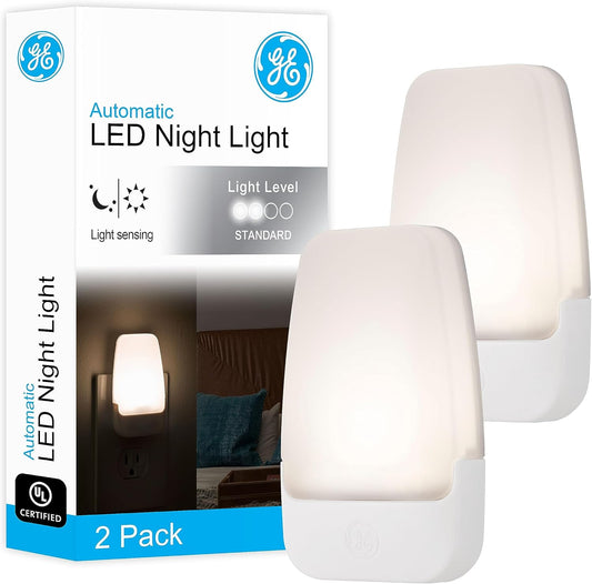 LED Night Light, Plug-In, Dusk to Dawn Sensor, Warm White, Ambient Lighting, Ideal Kids Adults Nightlight for Bedroom, Bathroom, Nursery, Hallway, Kitchen, 30966, 2 Pack
